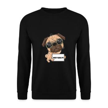 Drôle de chemise de chien - Non coupable - Sweat-shirt Unisexe - noir - Devant - Alina (178cm) & Michal (187cm)