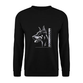 Doberman Pinscher, Dog Head, Silver Drawing - Unisex Sweatshirt - black - Front - Alina (178cm) & Michal (187cm)