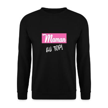 BONNE FÊTE MAMAN. MAMAN - Sweat-shirt Unisexe - noir - Devant - Alina (178cm) & Michal (187cm)