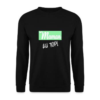MAMAN. FÊTE DES MÈRES - Sweat-shirt Unisexe - noir - Devant - Alina (178cm) & Michal (187cm)