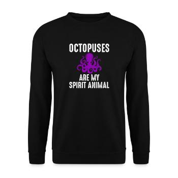 Oktopus Krake Spirit Animal - Unisex Pullover - Schwarz - Vorne - Alina (178cm) & Michal (187cm)