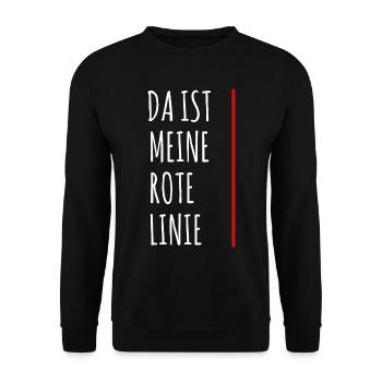 Lustiger Sarkasmus Meine Rote Linie - Unisex Pullover - Schwarz - Vorne - Alina (178cm) & Michal (187cm)