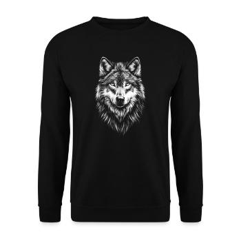 Wolf Portrait Wild Animals Wolves - Unisex Sweatshirt - black - Front - Alina (178cm) & Michal (187cm)