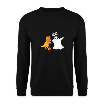 Boo Geist Dinosaurier Bücher Halloween Kostüm - Unisex Pullover - Schwarz - Vorne - Alina (178cm) & Michal (187cm)