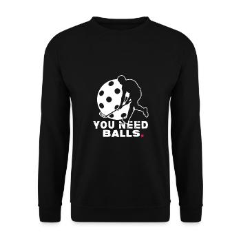 floorballer floorballspieler unihoc - Unisex Pullover - Schwarz - Vorne - Alina (178cm) & Michal (187cm)