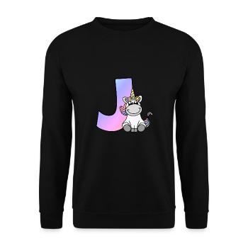 Unicorn Letter J - Unisex Sweatshirt - black - Front - Alina (178cm) & Michal (187cm)