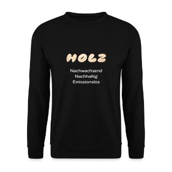 Holz nachhaltig, nachwachsend, emissionslos. - Unisex Pullover - Schwarz - Vorne - Alina (178cm) & Michal (187cm)