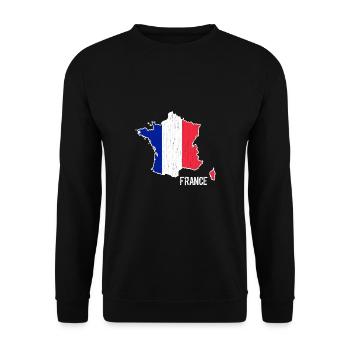 Frankreich Flagge Landkarte Umriss - Unisex Pullover - Schwarz - Vorne - Alina (178cm) & Michal (187cm)