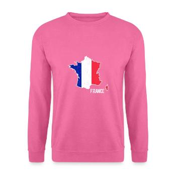 France Flag Map Outline - Unisex Sweatshirt - pink - Front