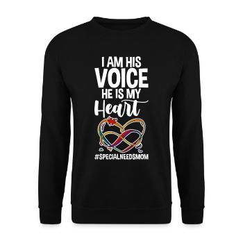 I Am His Voice, He Is My Heart #specialneedsmom 2 - Unisex Pullover - Schwarz - Vorne - Alina (178cm) & Michal (187cm)