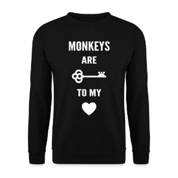 Affen sind der Schlüssel zu meinem Herzen - Unisex Pullover - Schwarz - Vorne - Alina (178cm) & Michal (187cm)