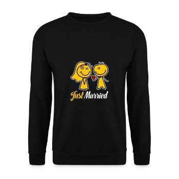 Hochzeit Liebespaar Geschenkidee - Unisex Pullover - Schwarz - Vorne - Alina (178cm) & Michal (187cm)