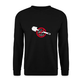 Gegen Scheiße Klobürste Politik Dagegen Protest - Unisex Pullover - Schwarz - Vorne - Alina (178cm) & Michal (187cm)