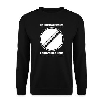 Unbegrenzt Verkehrszeichen Deutsche Autobahn - Unisex Pullover - Schwarz - Vorne - Alina (178cm) & Michal (187cm)