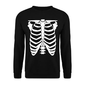Skelett Herren und Damen Shirt Halloween Skeleton - Unisex Pullover - Schwarz - Vorne - Alina (178cm) & Michal (187cm)