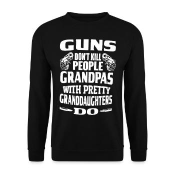 Gewehre töten nicht Menschen Grandpas - Unisex Pullover - Schwarz - Vorne - Alina (178cm) & Michal (187cm)