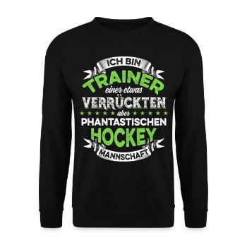Trainer einer verrückten Hockey Mannschaft - Unisex Pullover - Schwarz - Vorne - Alina (178cm) & Michal (187cm)
