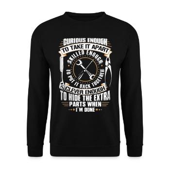 Neugierig genug, um es geschickt genug auseinander zu nehmen - Unisex Pullover - Schwarz - Vorne - Alina (178cm) & Michal (187cm)