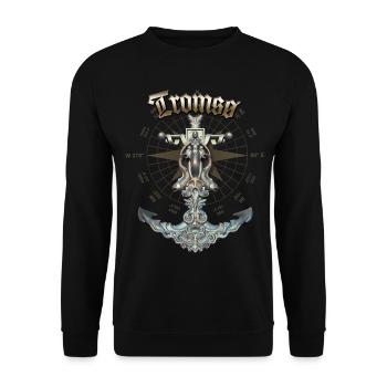 Tromsø Anchor Nautical Sailing Boat Summer - Unisex Pullover - Schwarz - Vorne - Alina (178cm) & Michal (187cm)
