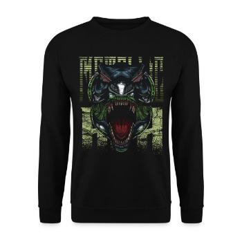 Cyborg Tyrannosaurus Rex Scifi - Unisex Pullover - Schwarz - Vorne - Alina (178cm) & Michal (187cm)