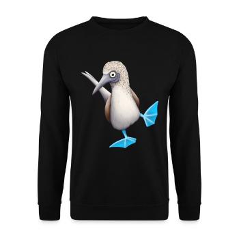 Blaufuß-Tölpel | Lustiger frecher Vogel Geschenk - Unisex Pullover - Schwarz - Vorne - Alina (178cm) & Michal (187cm)