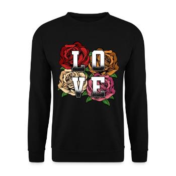 Love roses declaration of love statement gift idea - Unisex Sweatshirt - black - Front - Alina (178cm) & Michal (187cm)