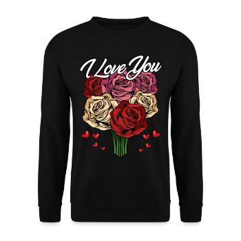 I Love You | Roses Declaration of Love Hearts Gift - Unisex Sweatshirt - black - Front - Alina (178cm) & Michal (187cm)