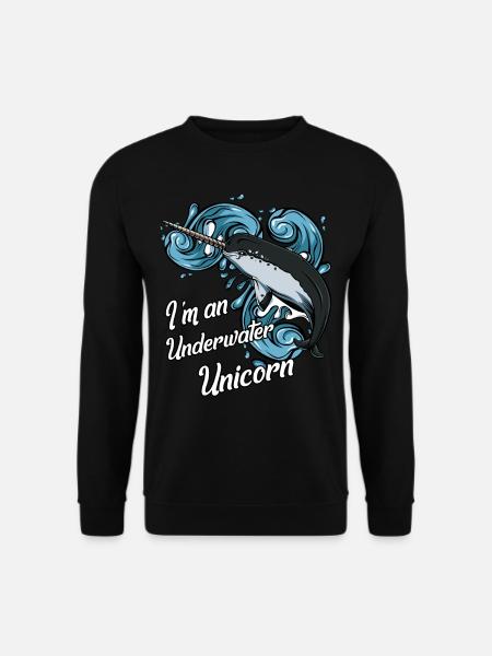 Unterwasser Einhorn | Narwal Lustige Tier Geschenk - Unisex Pullover - Schwarz