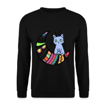 Außerirdische Katze Alien Ufo Haustier Geschenk - Unisex Pullover - Schwarz - Vorne - Alina (178cm) & Michal (187cm)