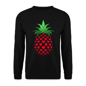 Ananas Herzen Abstrakte Kunst Fruchtig Geschenk - Unisex Pullover - Schwarz - Vorne - Alina (178cm) & Michal (187cm)