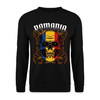 Rumänischer Totenkopf Rumänien Bukarest Geschenk - Unisex Pullover - Schwarz - Vorne - Alina (178cm) & Michal (187cm)