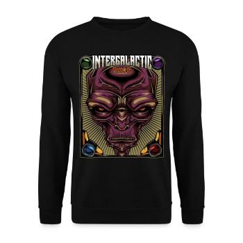 Intergalactic Race | Alien Außerirdischer Geschenk - Unisex Pullover - Schwarz - Vorne - Alina (178cm) & Michal (187cm)