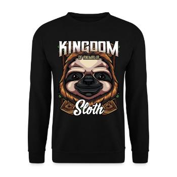 Modern Sloth Face Trendy Wild Animal Gift - Unisex Sweatshirt - black - Front - Alina (178cm) & Michal (187cm)