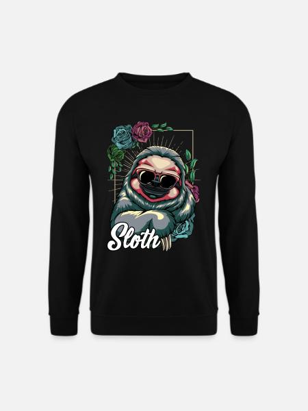 Cool Faultier Chill Sonnenbrille Tierwelt Geschenk - Unisex Pullover - Schwarz