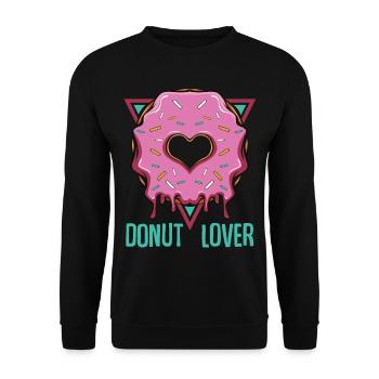 Donut Lover | Candy Zuckerguss Backwaren Geschenk - Unisex Pullover - Schwarz - Vorne - Alina (178cm) & Michal (187cm)