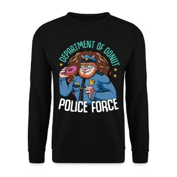 Donuts Polizei Polizist Zuckerguss Candy Geschenk - Unisex Pullover - Schwarz - Vorne - Alina (178cm) & Michal (187cm)
