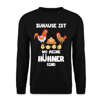 Zuhause ist wo meine Hühner sind - Unisex Pullover - Schwarz - Vorne - Alina (178cm) & Michal (187cm)