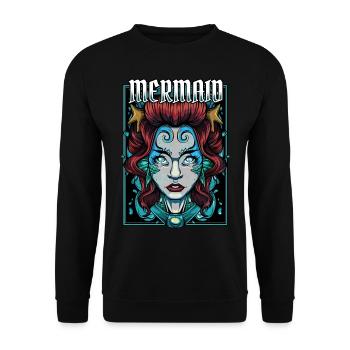 Mermaiding Meerjungfrau Fabelwesen Nixen Geschenk - Unisex Pullover - Schwarz - Vorne - Alina (178cm) & Michal (187cm)