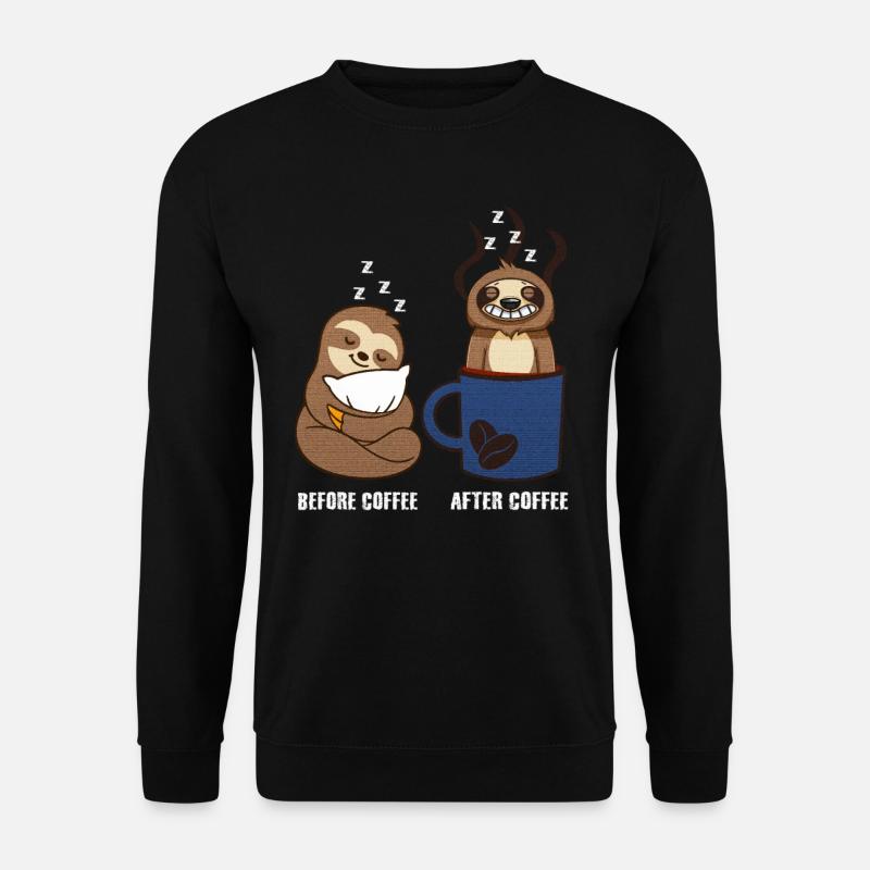 Lustiges Wortspiel Faultier Geschenk Damen Kaffee - Unisex Pullover - Schwarz