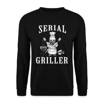 SERIAL GRILLER - GRILLEN GESCHENK SCHÜRZE - Unisex Pullover - Schwarz - Vorne - Alina (178cm) & Michal (187cm)
