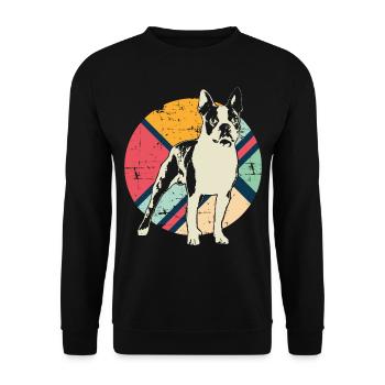 Boston Terrier retro gift shirt - Unisex Sweatshirt - black - Front - Alina (178cm) & Michal (187cm)