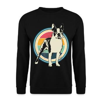Boston Terrier retro gift shirt - Unisex Sweatshirt - black - Front - Alina (178cm) & Michal (187cm)