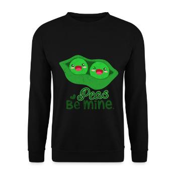 Peas Be Mine | Erbsen Wortspiel Vegetable Geschenk - Unisex Pullover - Schwarz - Vorne - Alina (178cm) & Michal (187cm)