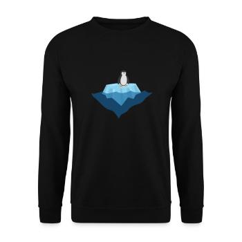 Pinguin auf Eis - Klimaschutz Earth Day Natur - Unisex Pullover - Schwarz - Vorne - Alina (178cm) & Michal (187cm)