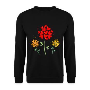 Heart Flowers - Unisex Sweatshirt - black - Front - Alina (178cm) & Michal (187cm)