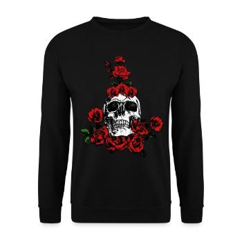 Tête de mort Roses Plante Amour - Sweat-shirt Unisexe - noir - Devant - Alina (178cm) & Michal (187cm)