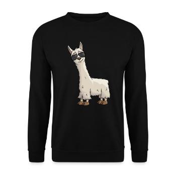 Cool Hipster Lama with Sunglasses Gift Yay - Unisex Sweatshirt - black - Front - Alina (178cm) & Michal (187cm)