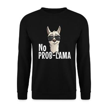 No ProbLama Hipster Lama Alpaca with Sunglasses - Unisex Sweatshirt - black - Front - Alina (178cm) & Michal (187cm)