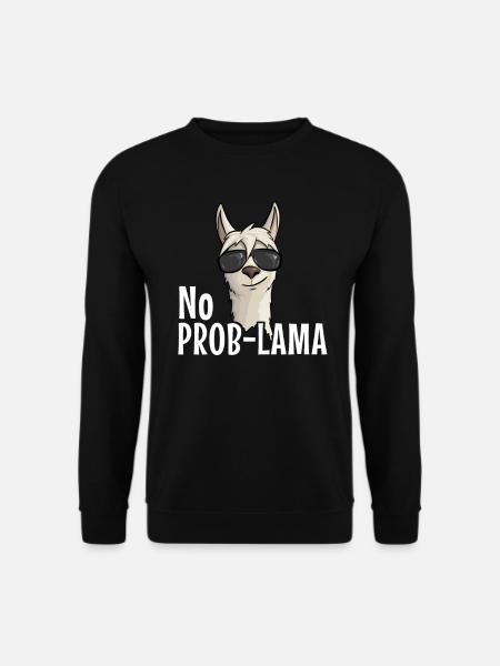 No ProbLama Hipster Lama Alpaka mit Sonnenbrille - Unisex Pullover - Schwarz