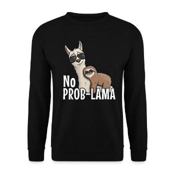 No Prob-Lama No Problem Sloth Lama Hipster - Unisex Sweatshirt - black - Front - Alina (178cm) & Michal (187cm)